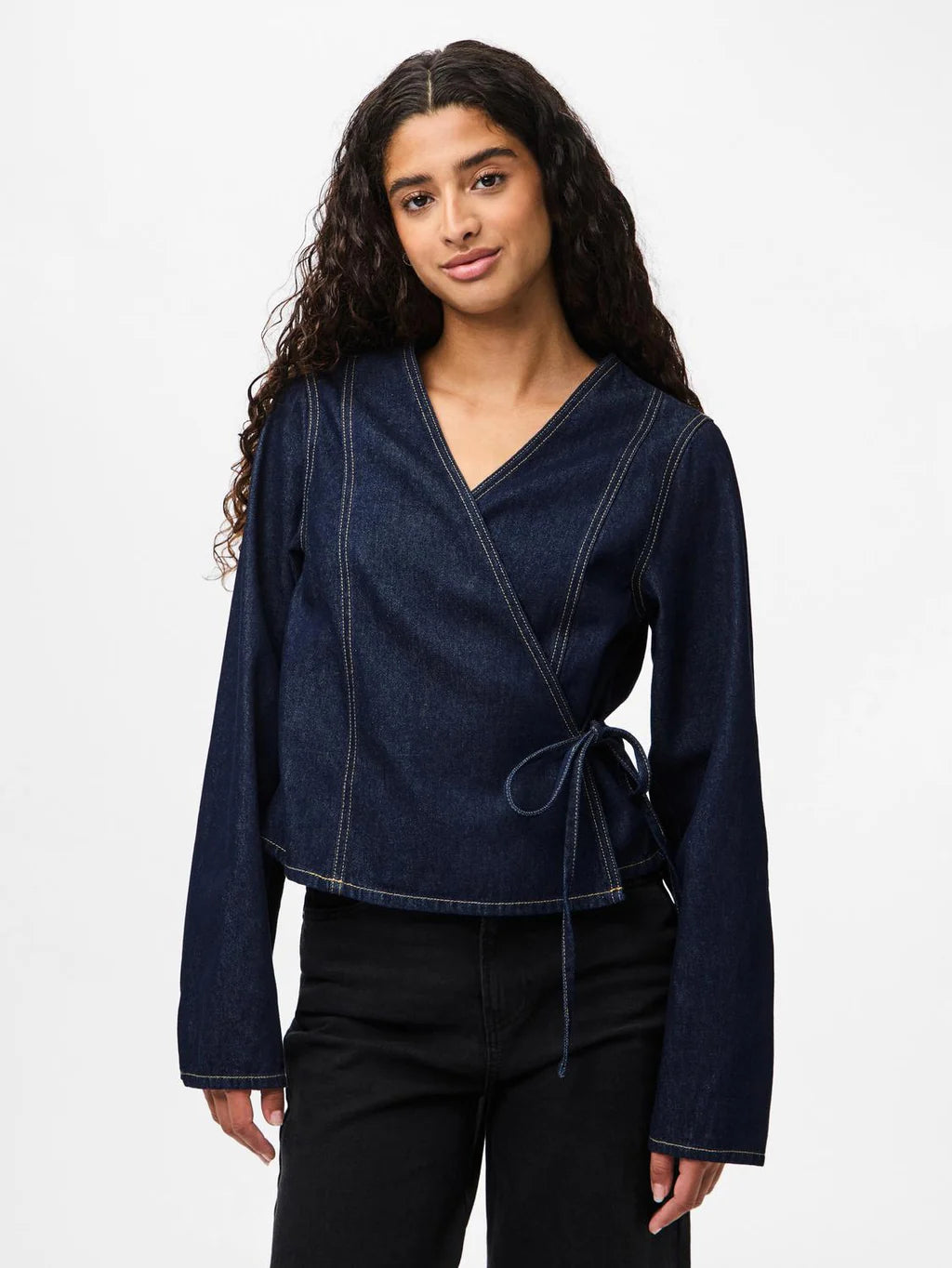 Farah Denim Wrap Top (Dark Blue)