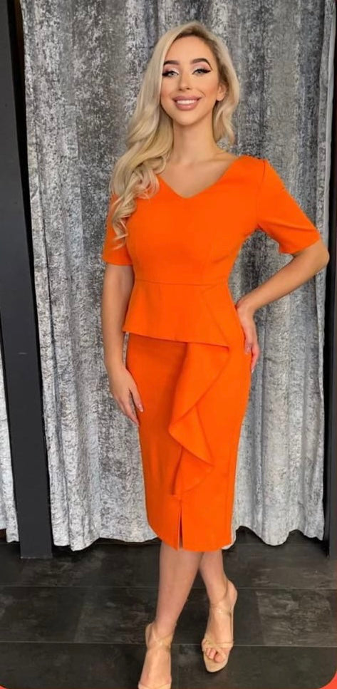 Drew Midi Dress (Orange)