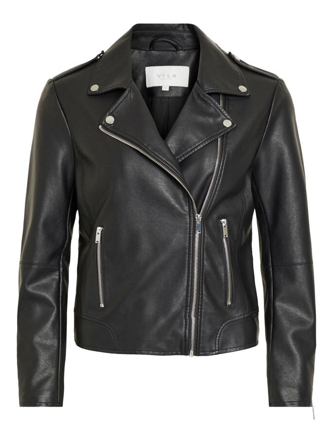 Hanley Faux Leather Biker Jacket (Black)