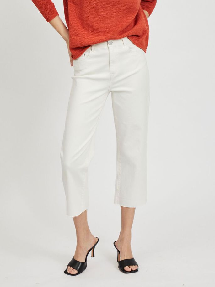 Sansi High Waist Cropped Jeans (White)