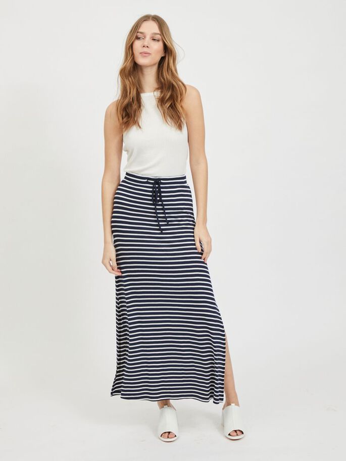 Navy & White Stripe Maxi Skirt 