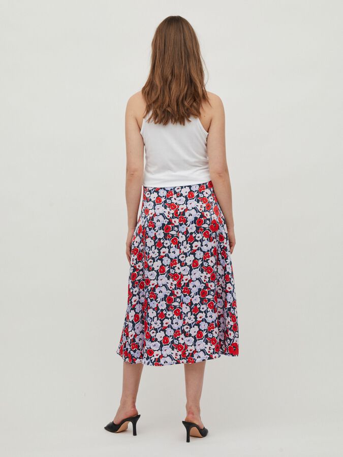 Vita High Waist Midi Skirt (Navy/Red)