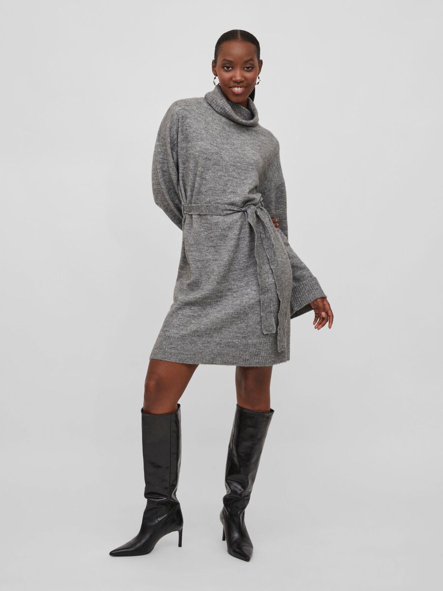 Lara Roll Neck Knit Dress (Grey)