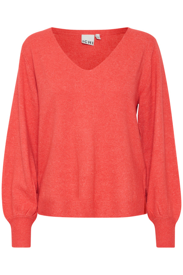 Ronnie Knitted V-Neck Jumper (Poppy Red)