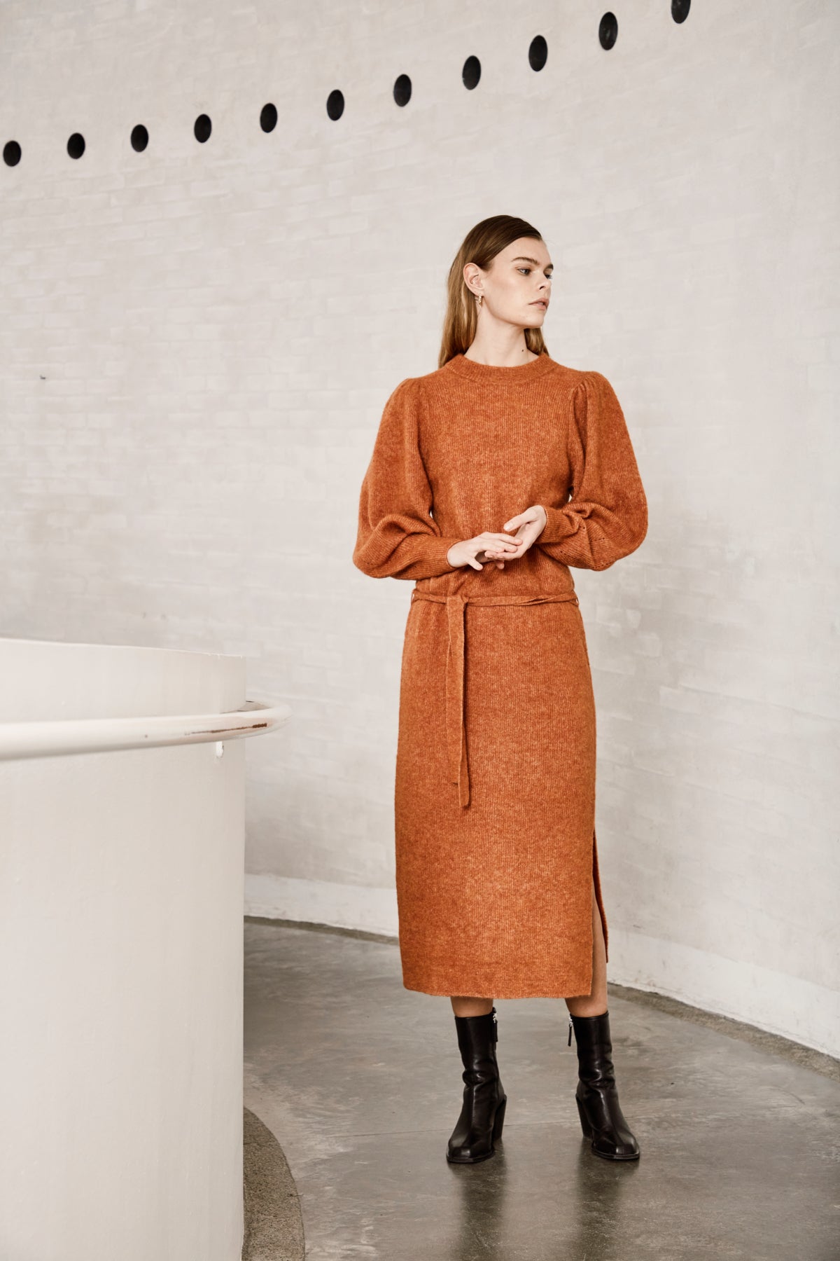 Jordan Knit Mid Dress (Burnt Orange)