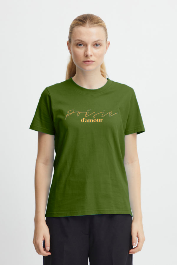 Runela Slogan T-Shirt (Willow Bough)