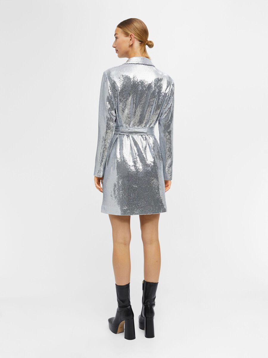 Elula Sequin Blazer Dress (Silver)