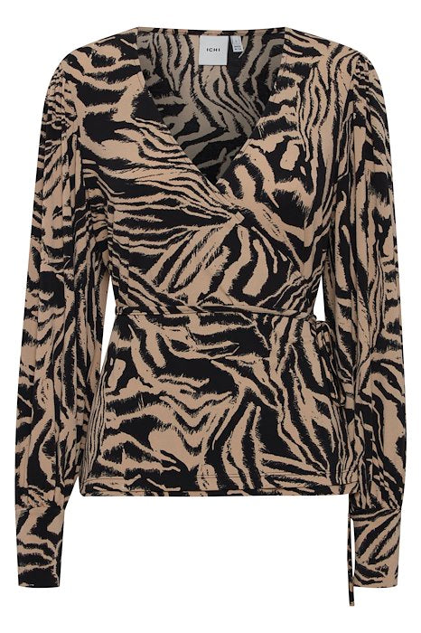 SANNY WRAP TOP (BLACK & TAN)