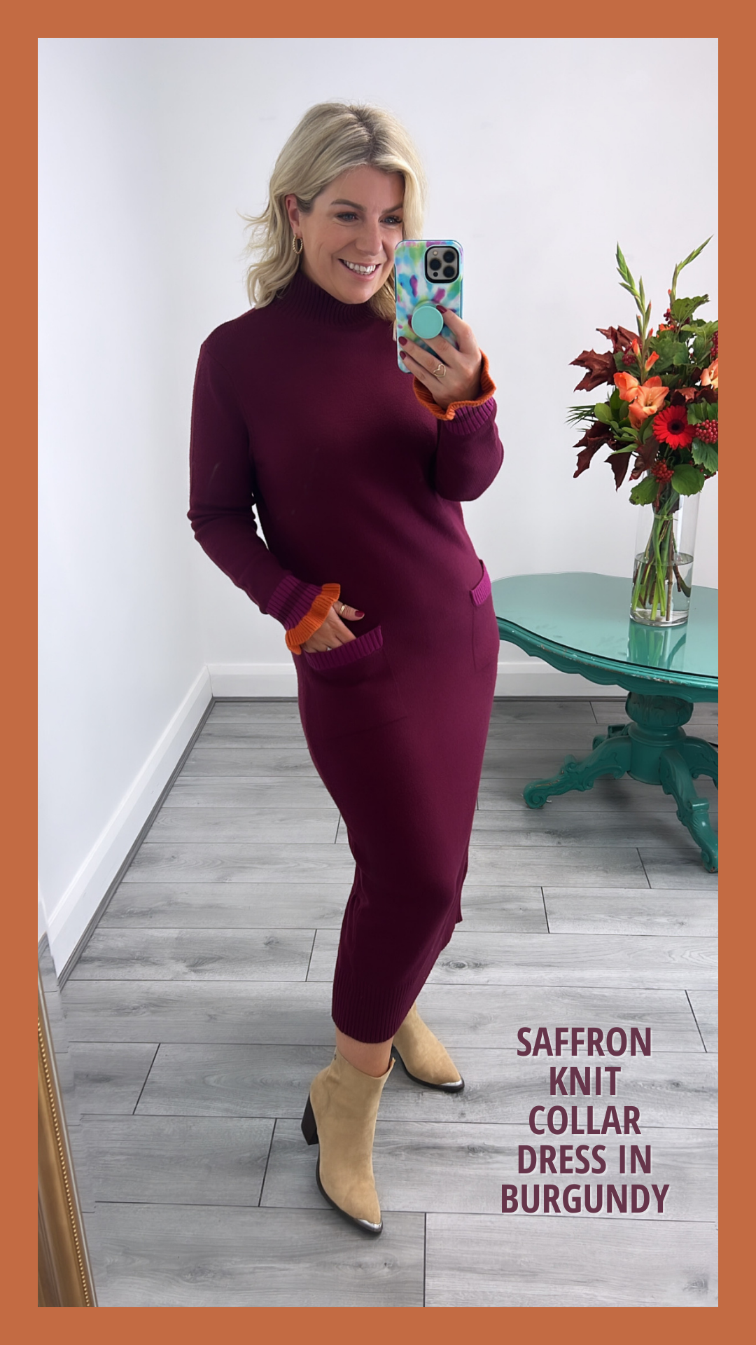Saffron Dress (Burgundy)