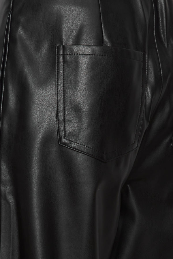 Lovita Faux Leather Trousers (Black)