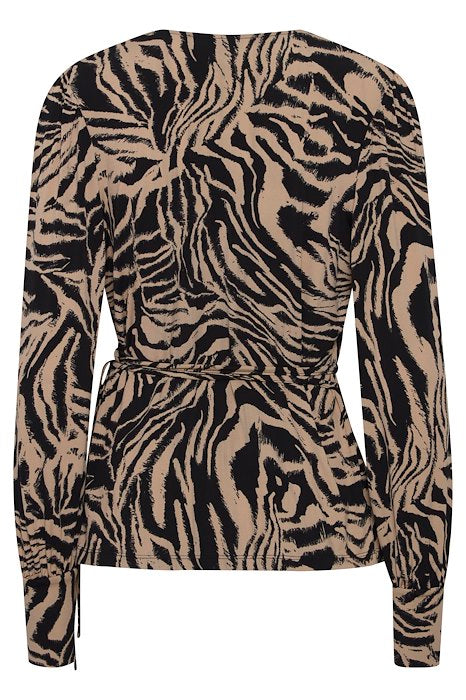 SANNY WRAP TOP (BLACK & TAN)