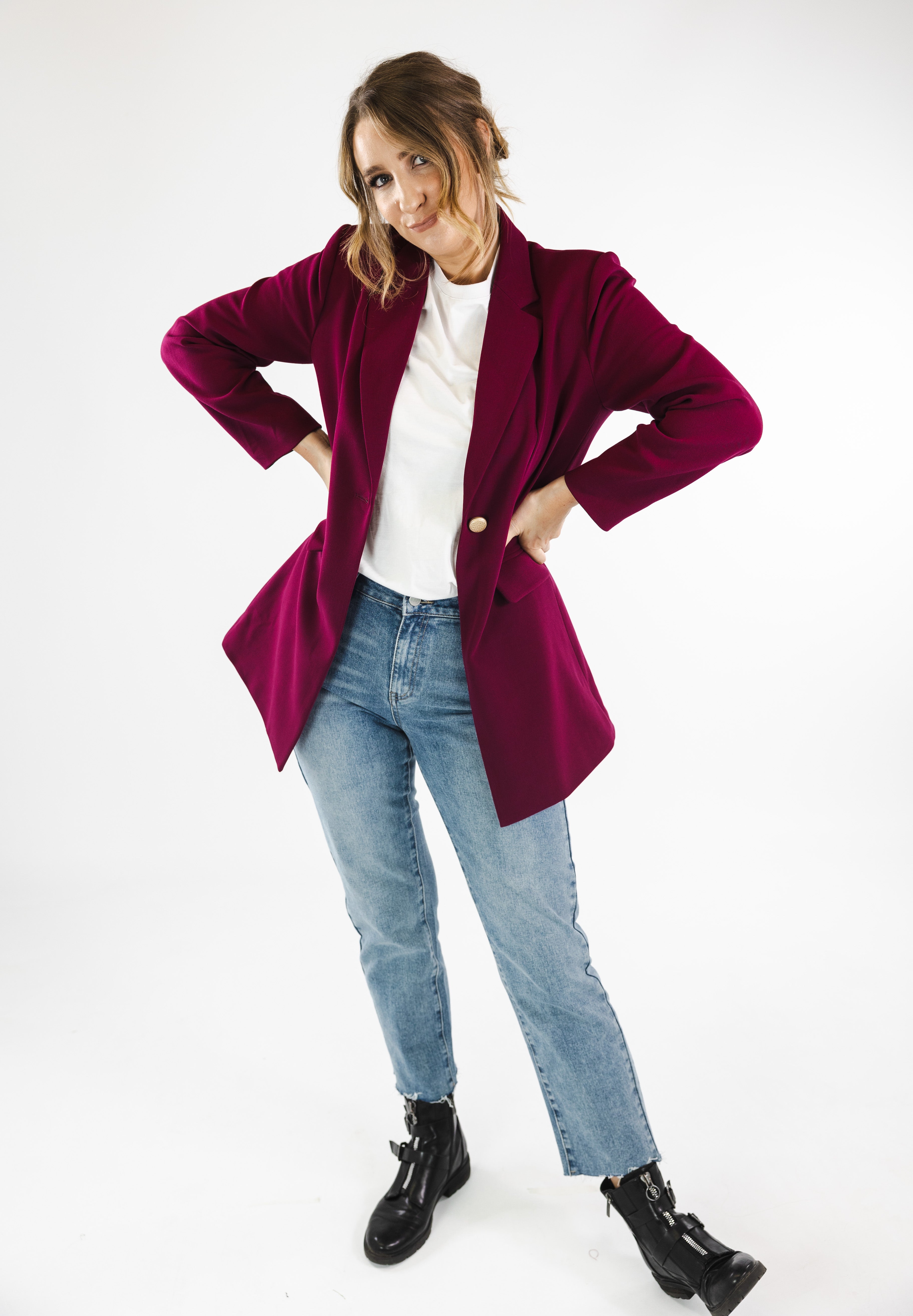 Maisie Blazer Coat (Burgundy)
