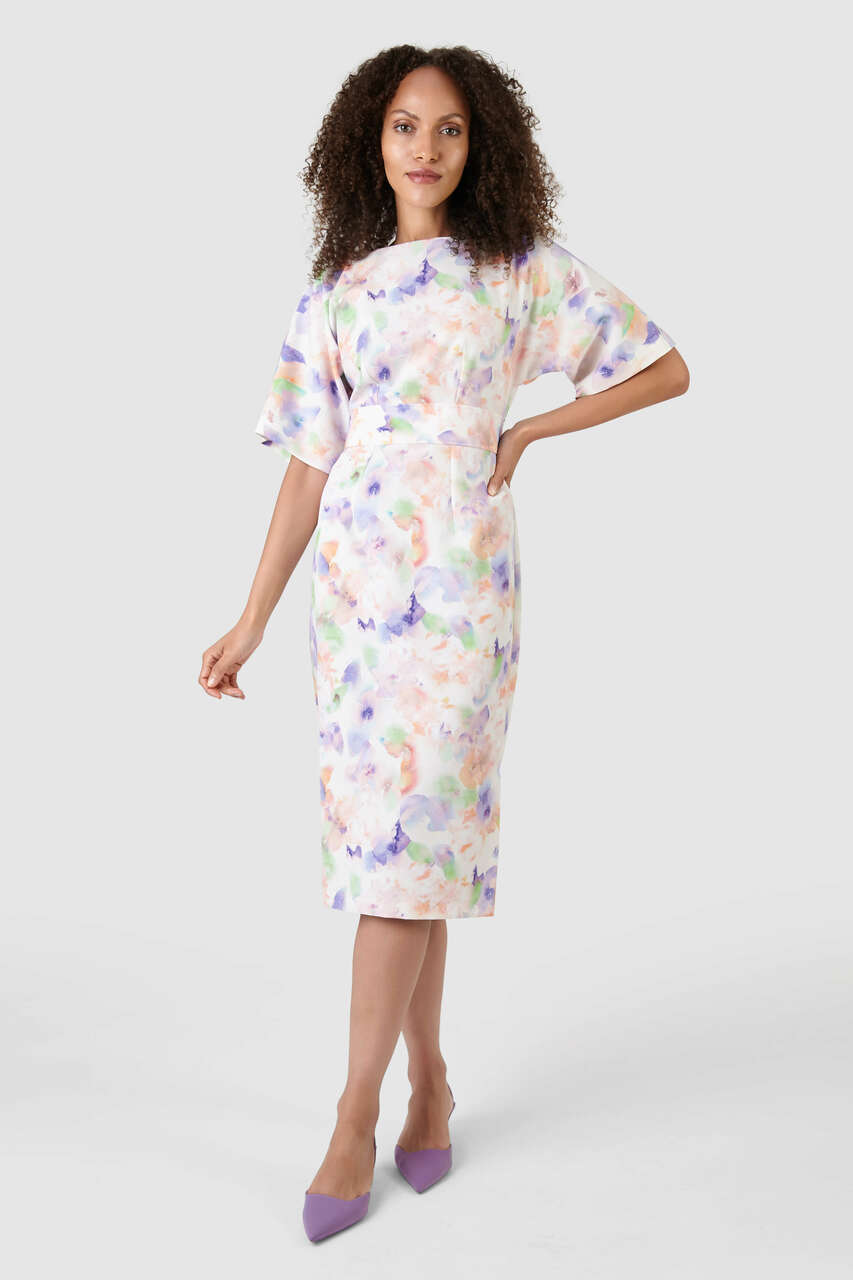 Orla Kimono Side Split Dress (Ivory)