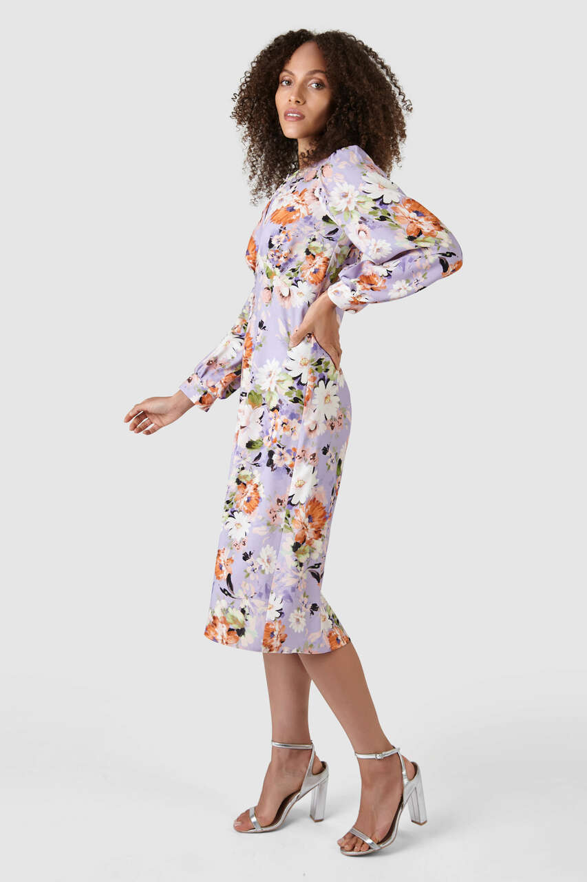 lilac floral midi dress 