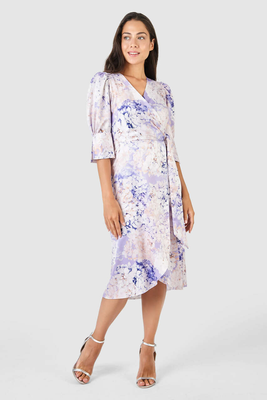Dionne Tie Wrap Dress (Lilac)