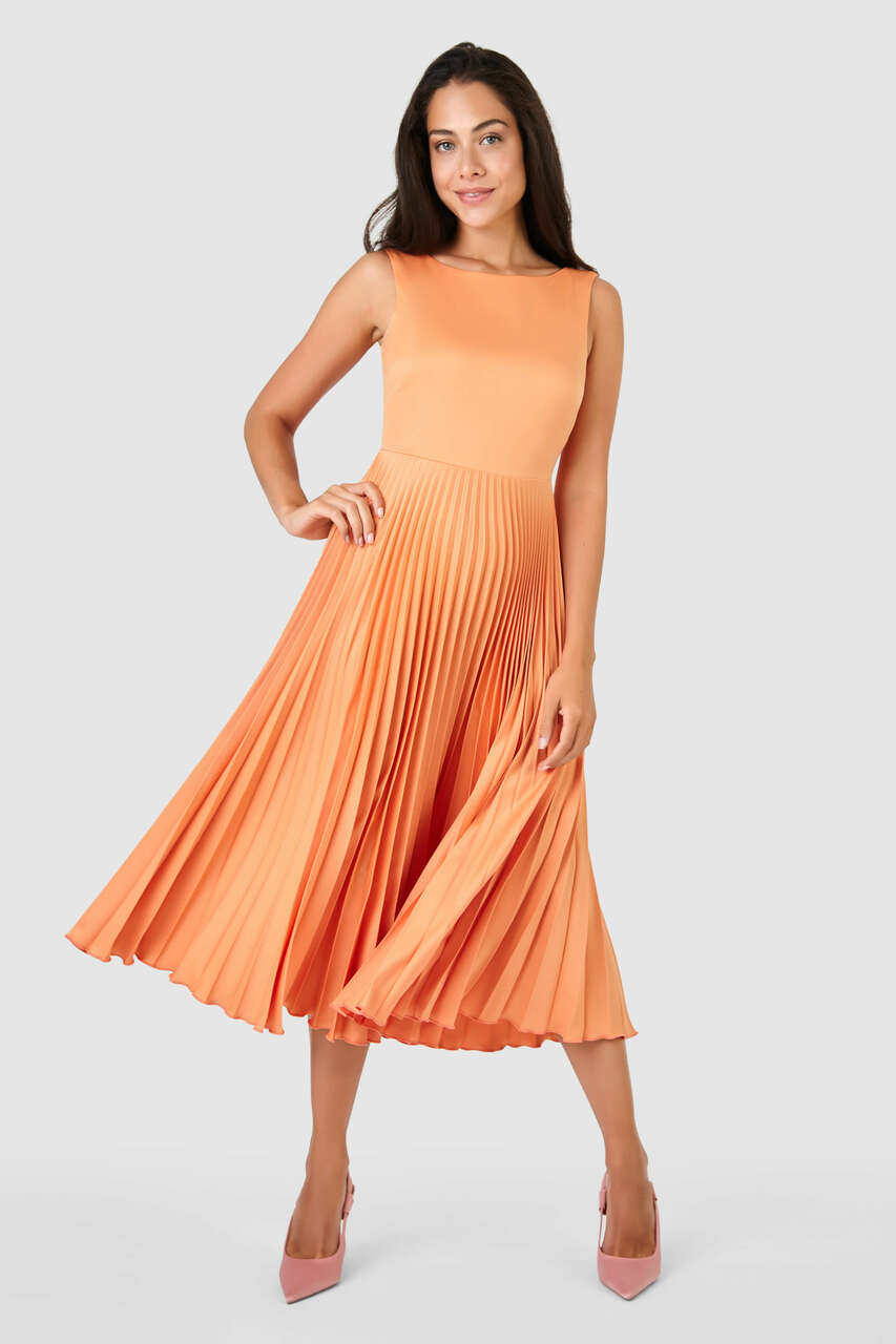Closet Peach Pleated Dress 