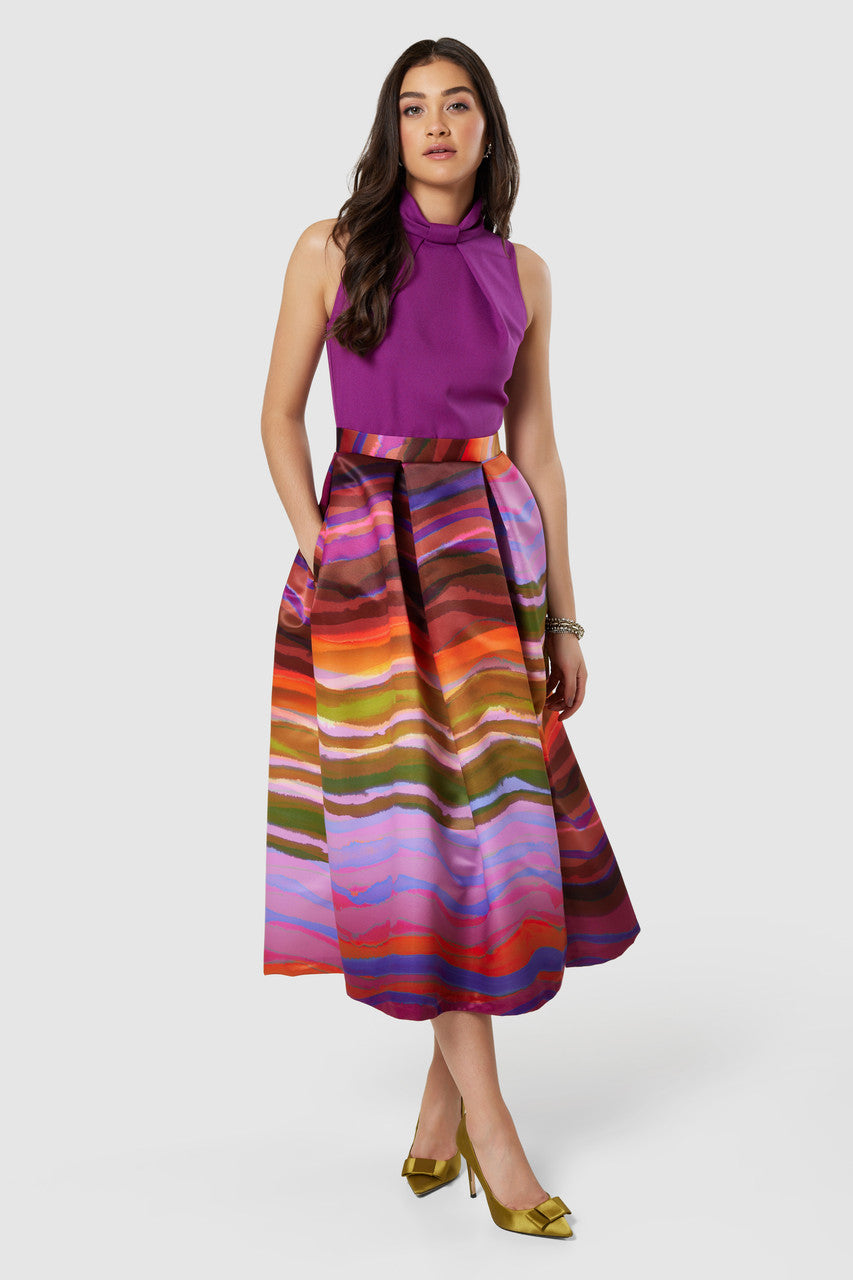 Megan Full Skirt Dress (Purple)