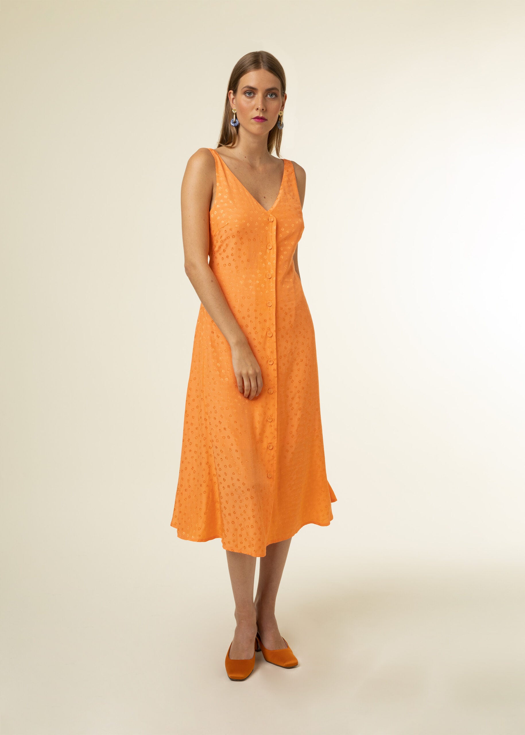 Cecile Midi Dress (Orange)