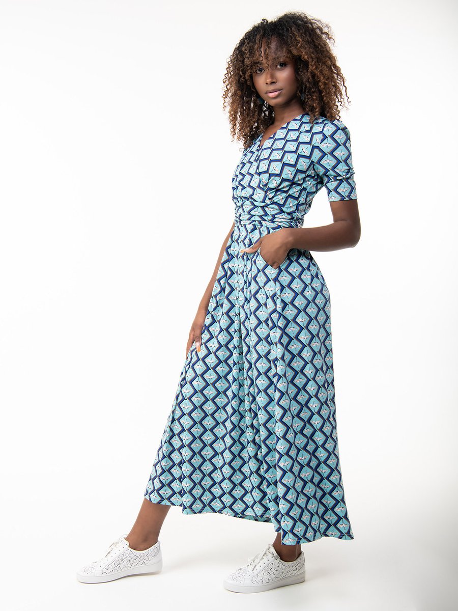Coleen Printed Jersey Maxi Dress (Green Geo)