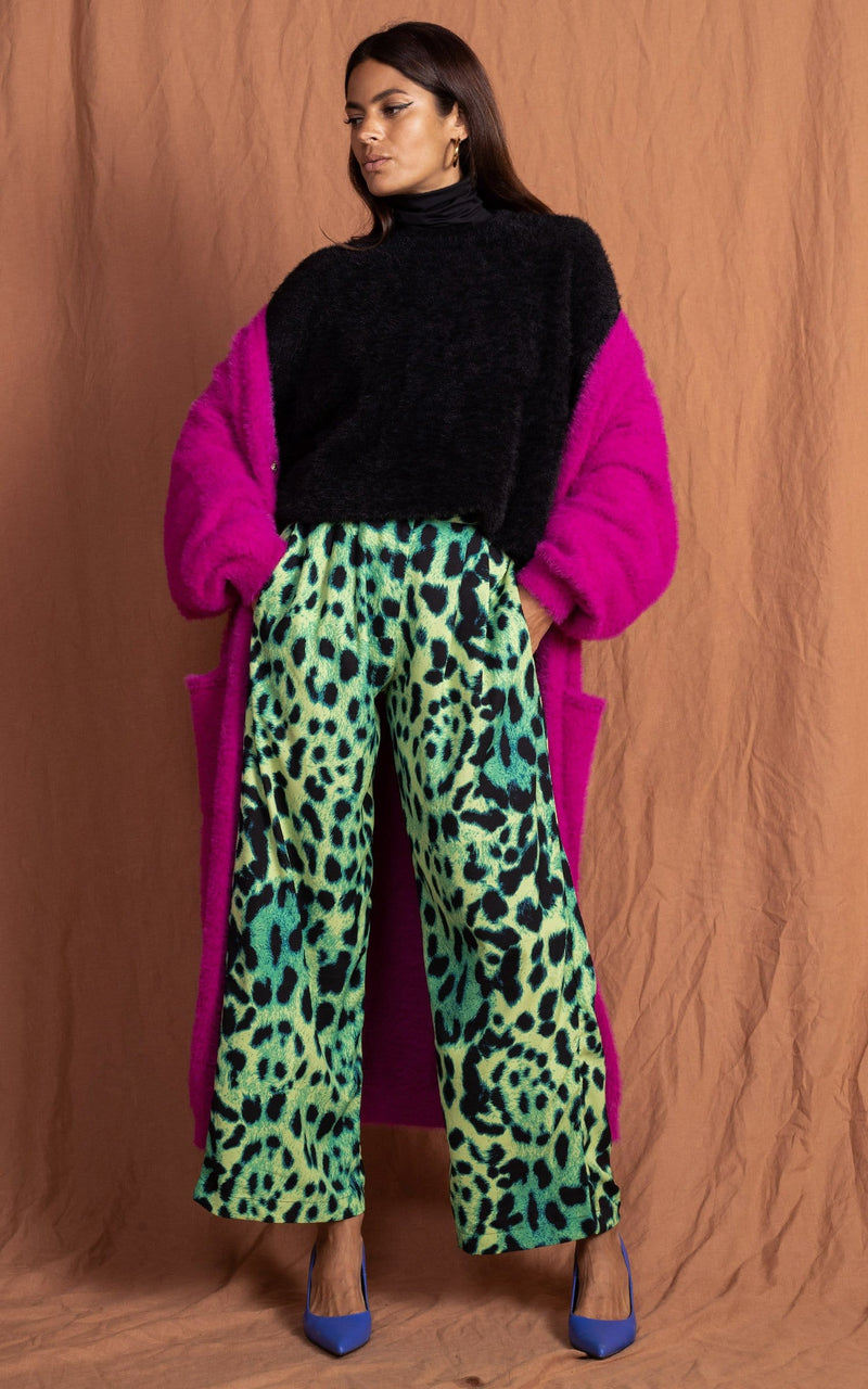 Joey Palazzo Trousers | Dancing Leopard (Lime Leopard)
