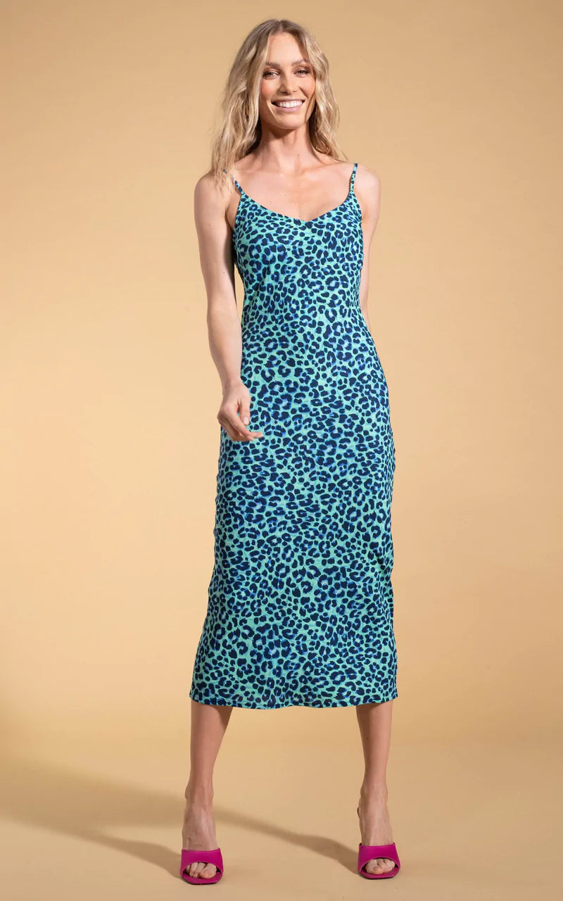 Sienna Dress | Leopard (Turquoise)