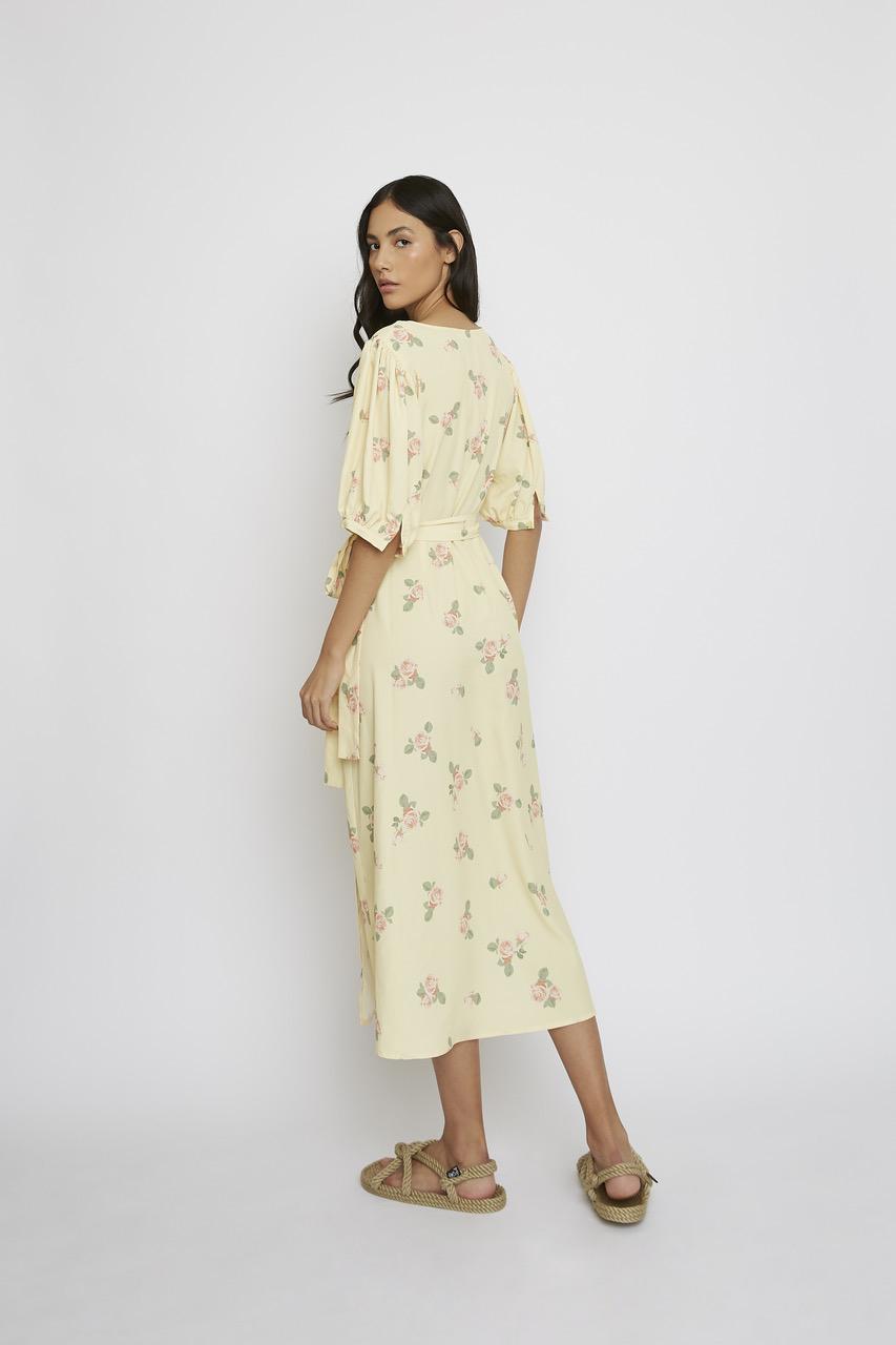 Roxanne Floral Wrap Dress (Lemon)