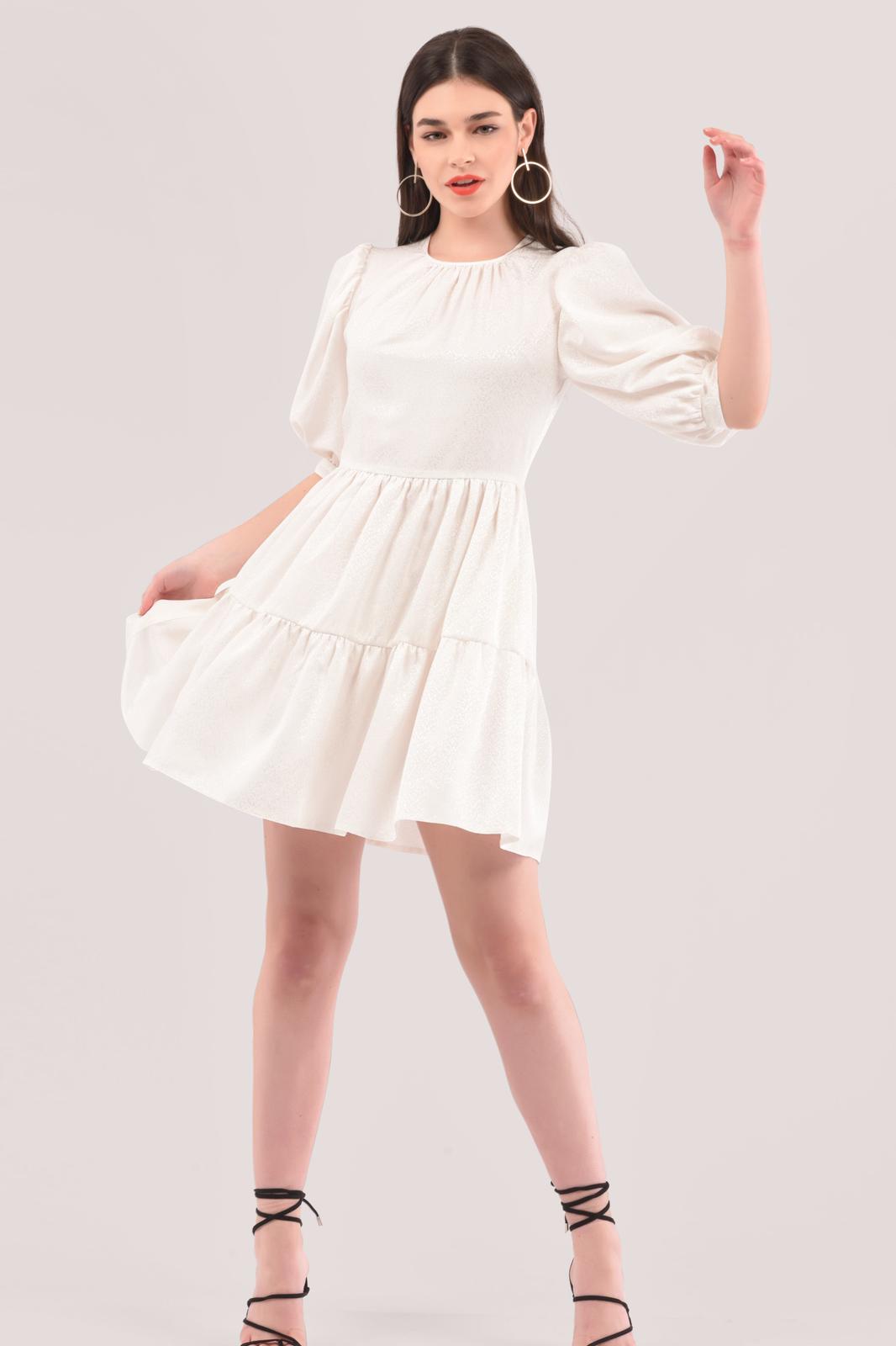 Erica Puff Sleeve Mini Dress (Ivory)