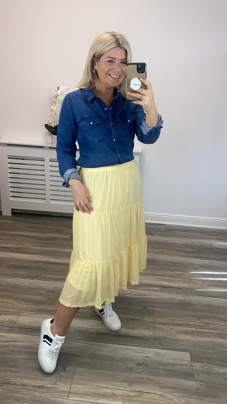 Helena Dotted Midi Skirt (Lemon)