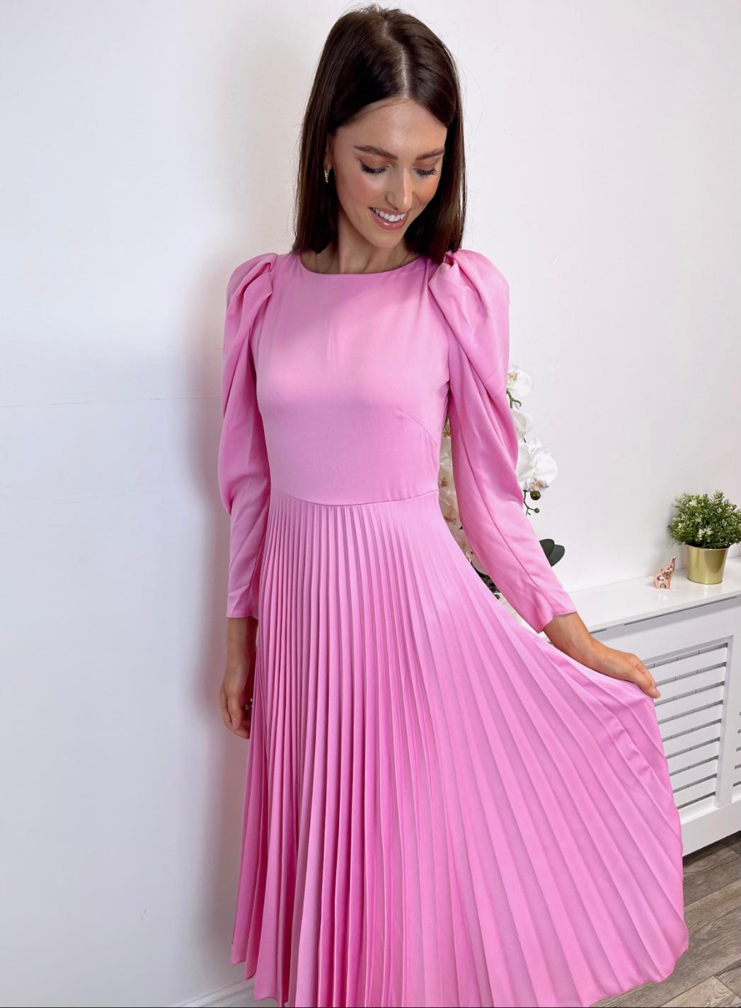 Perrie Pink Pleated Dress