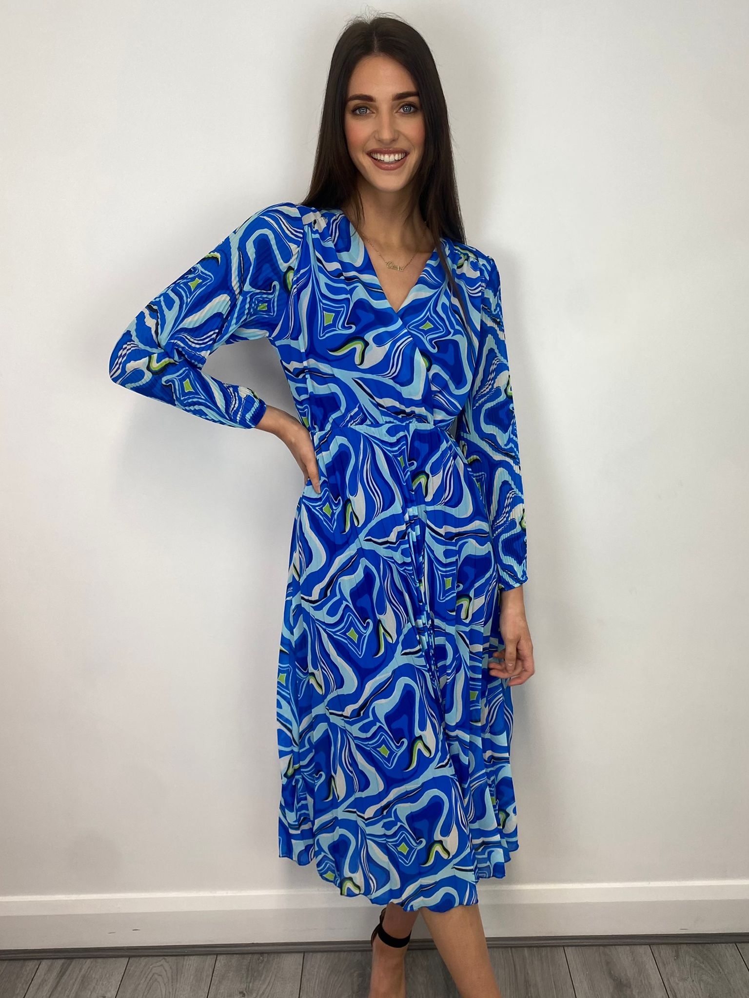Patricia Midi Dress (Blue Geo)