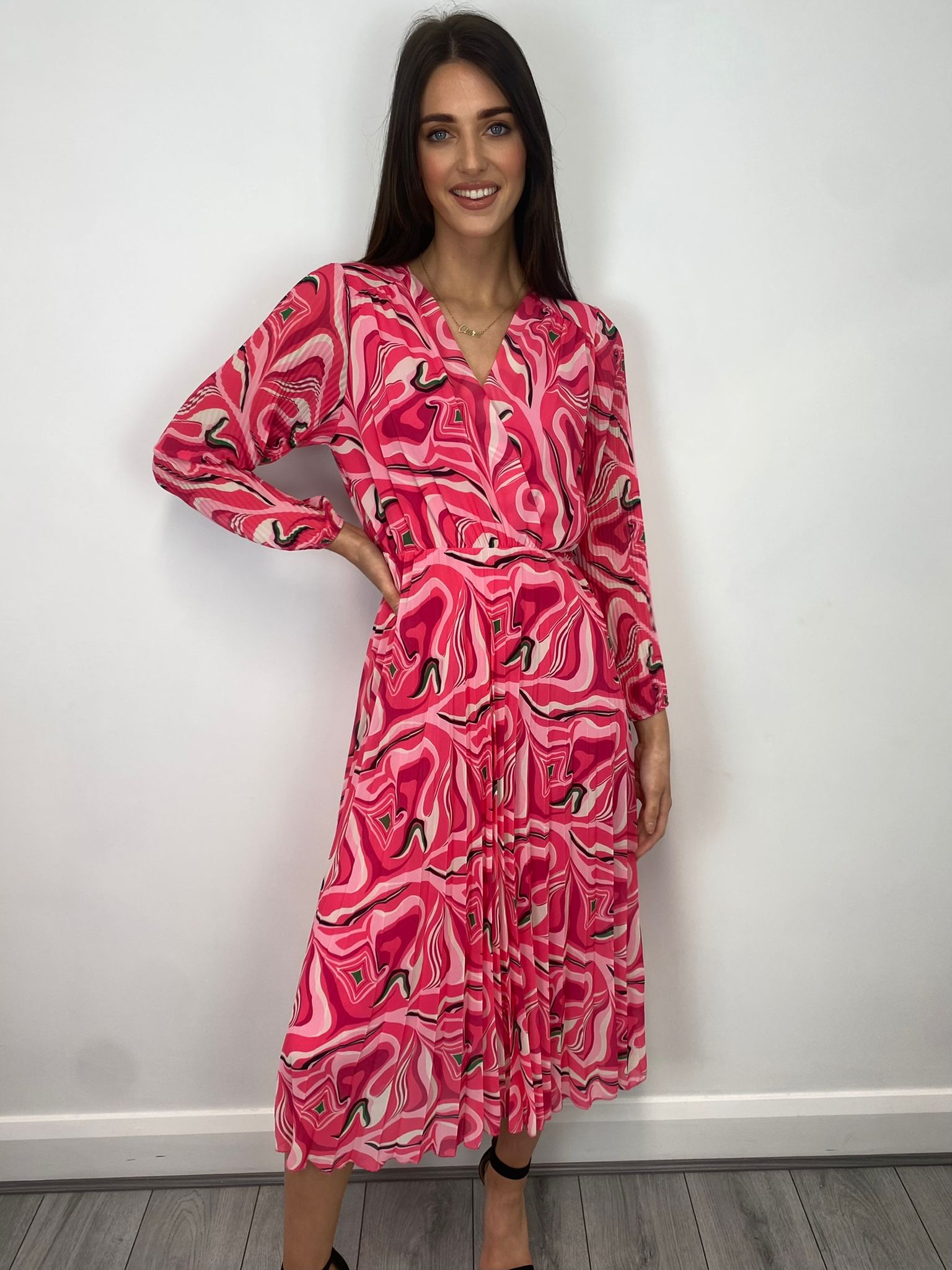 Patricia Midi Dress (Pink Geo)