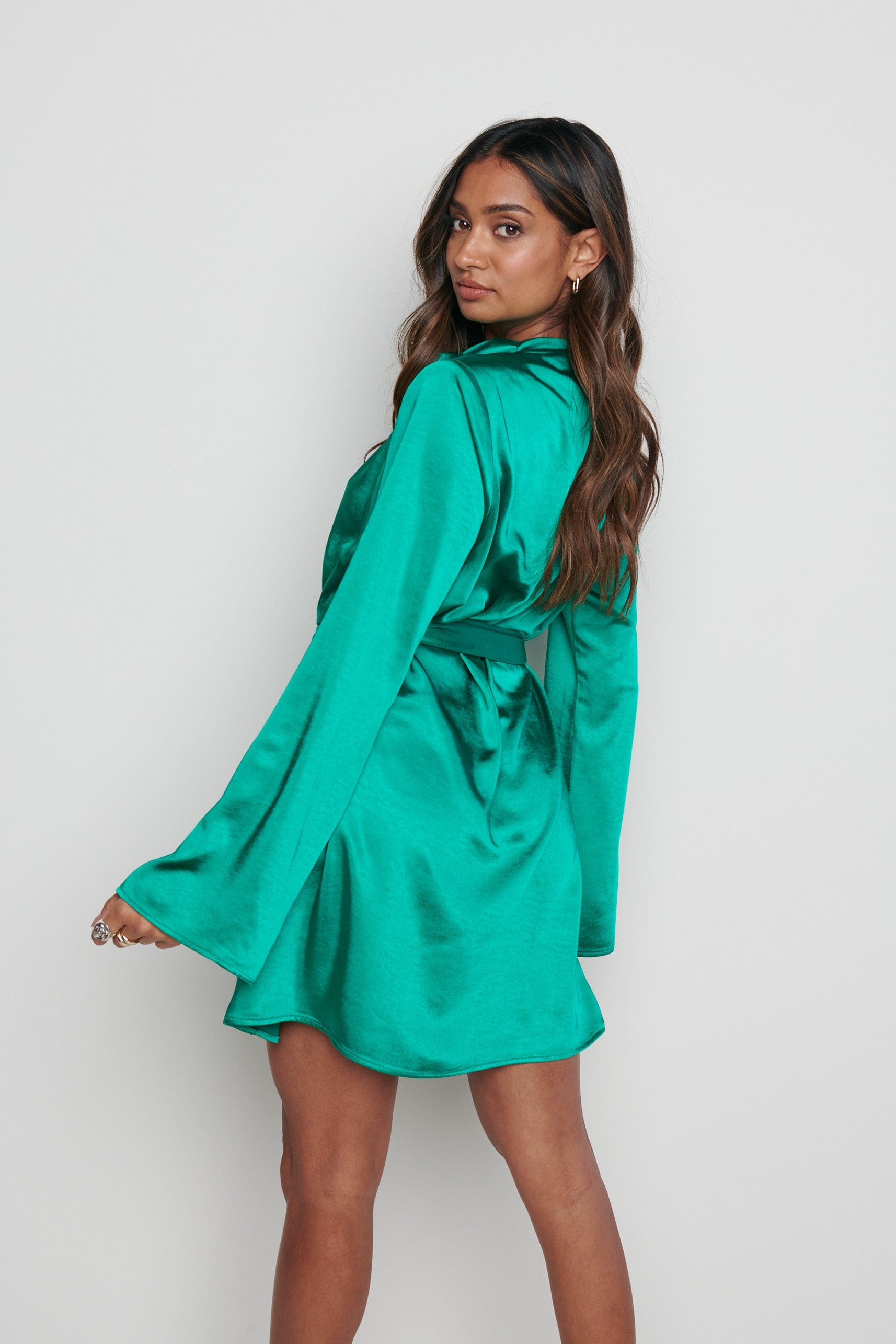 Jayda Cowl Neck Dress (Emerald)