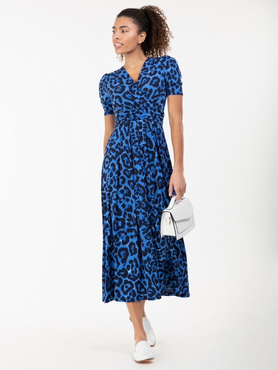 Jenny Animal Print Jersey Maxi Dress (Blue Animal)