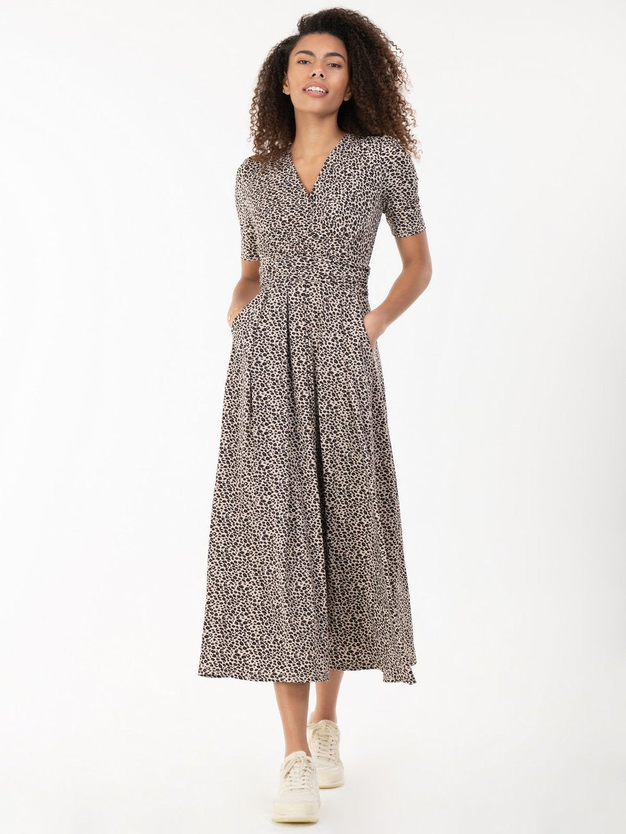 Beatrice Animal Print Jersey Maxi Dress (Natural)