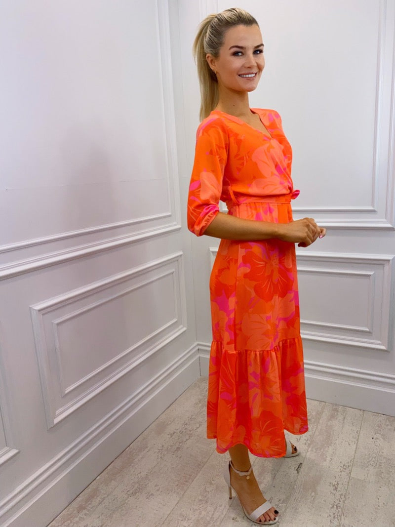Boho Midi Dress (Orange)