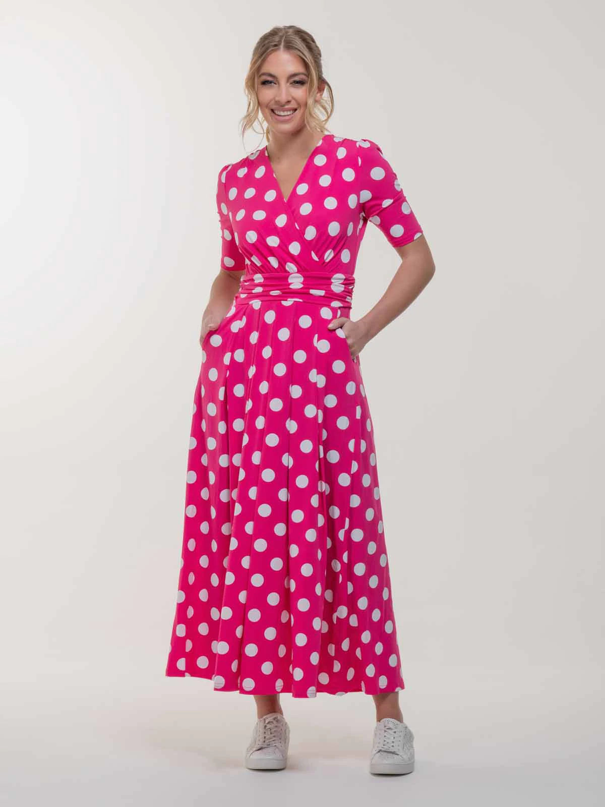 Odelia Wrap Front Maxi Dress (Pink)