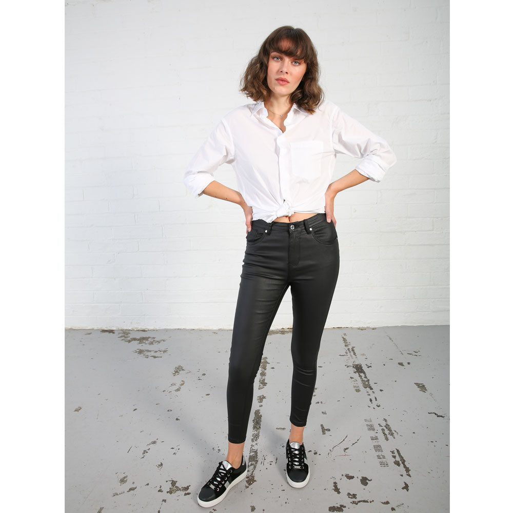 Rosanna Leather Look Jeans | Regular Leg (Black)