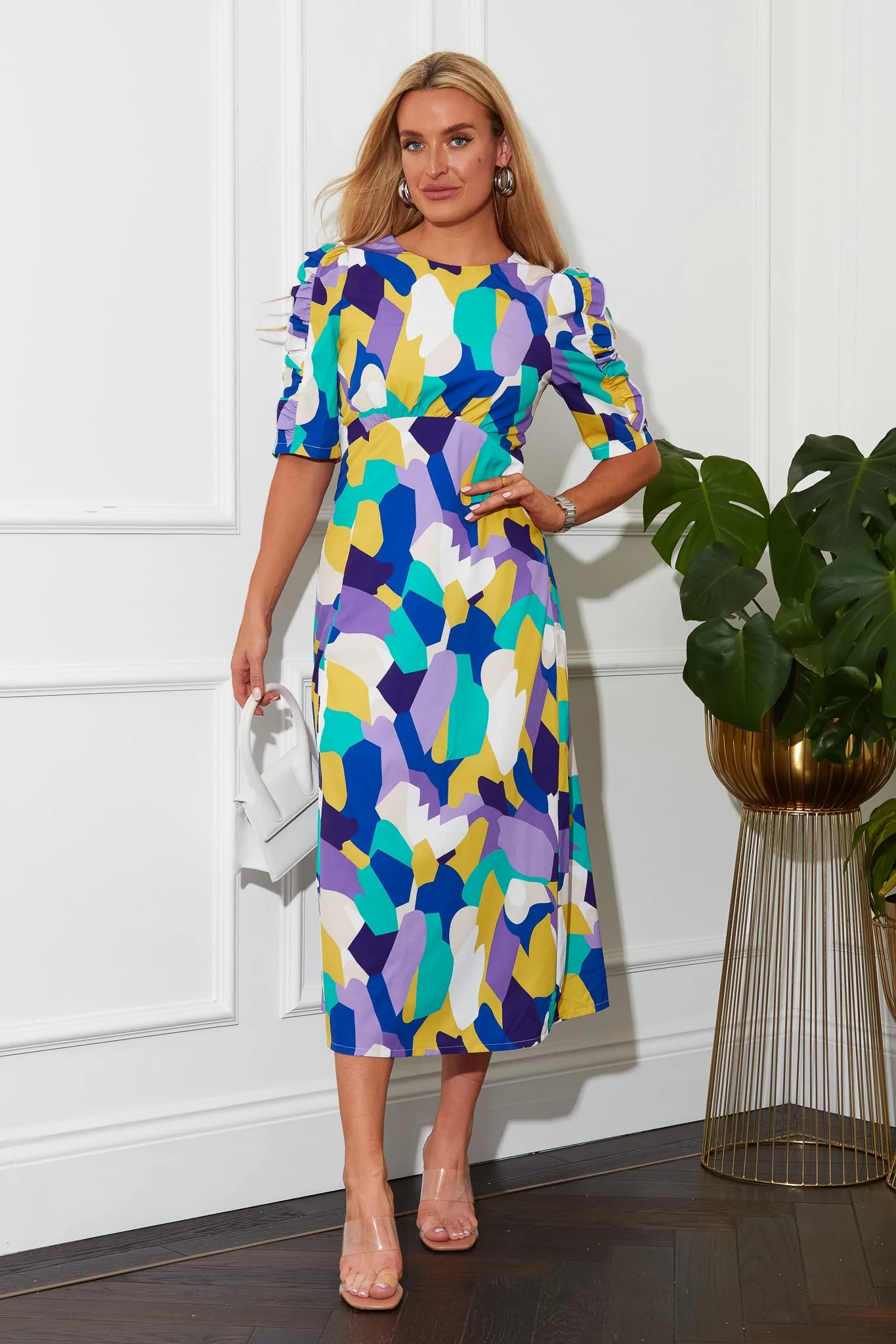 Samira Frill Sleeve Midi Dress (Lilac)