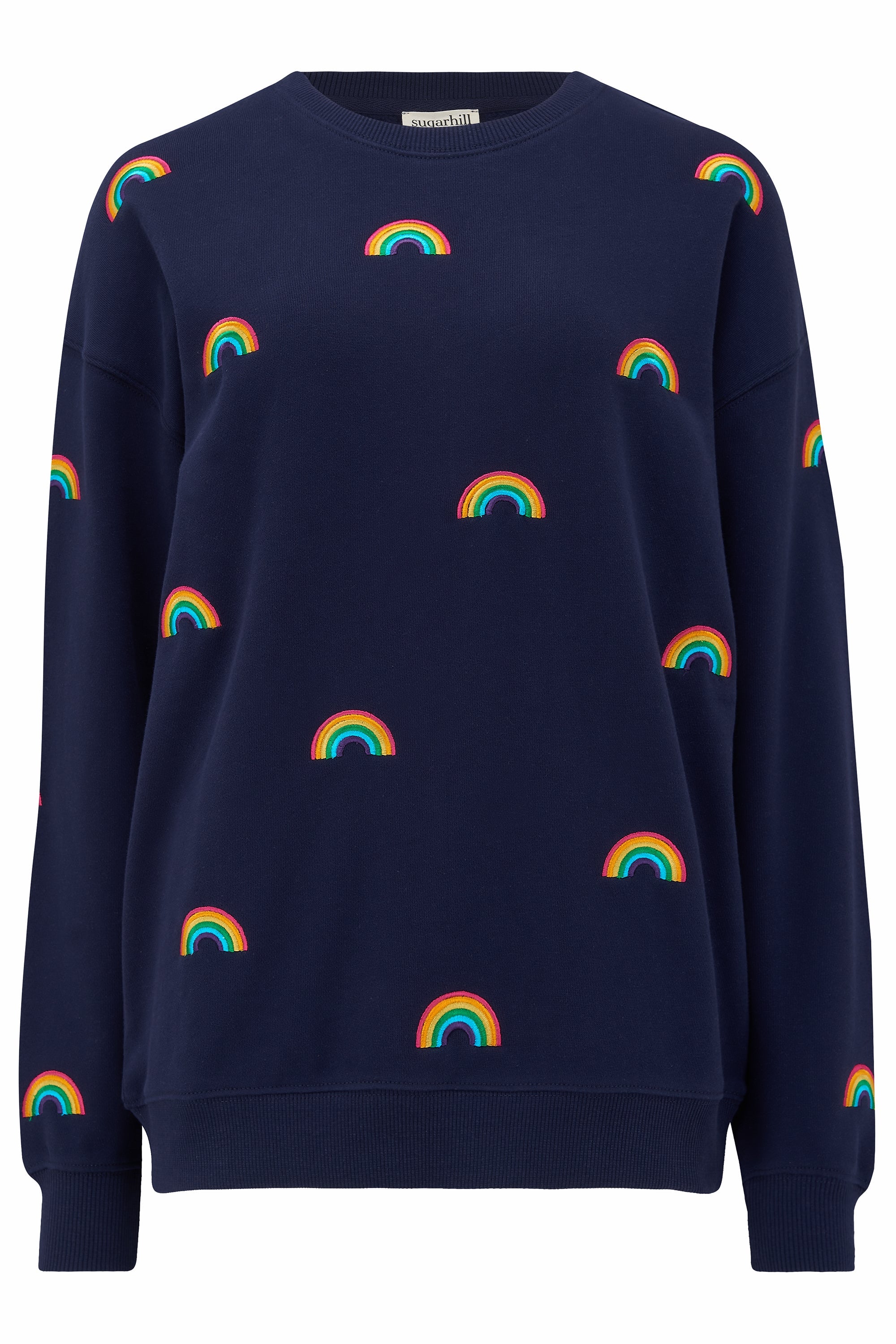Noah Sweatshirt | Mini Embroidered Rainbows (Navy)