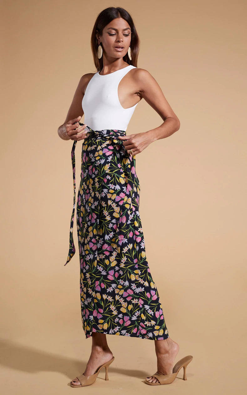 Whitney Maxi Wrap Skirt (Citrus Tulip)