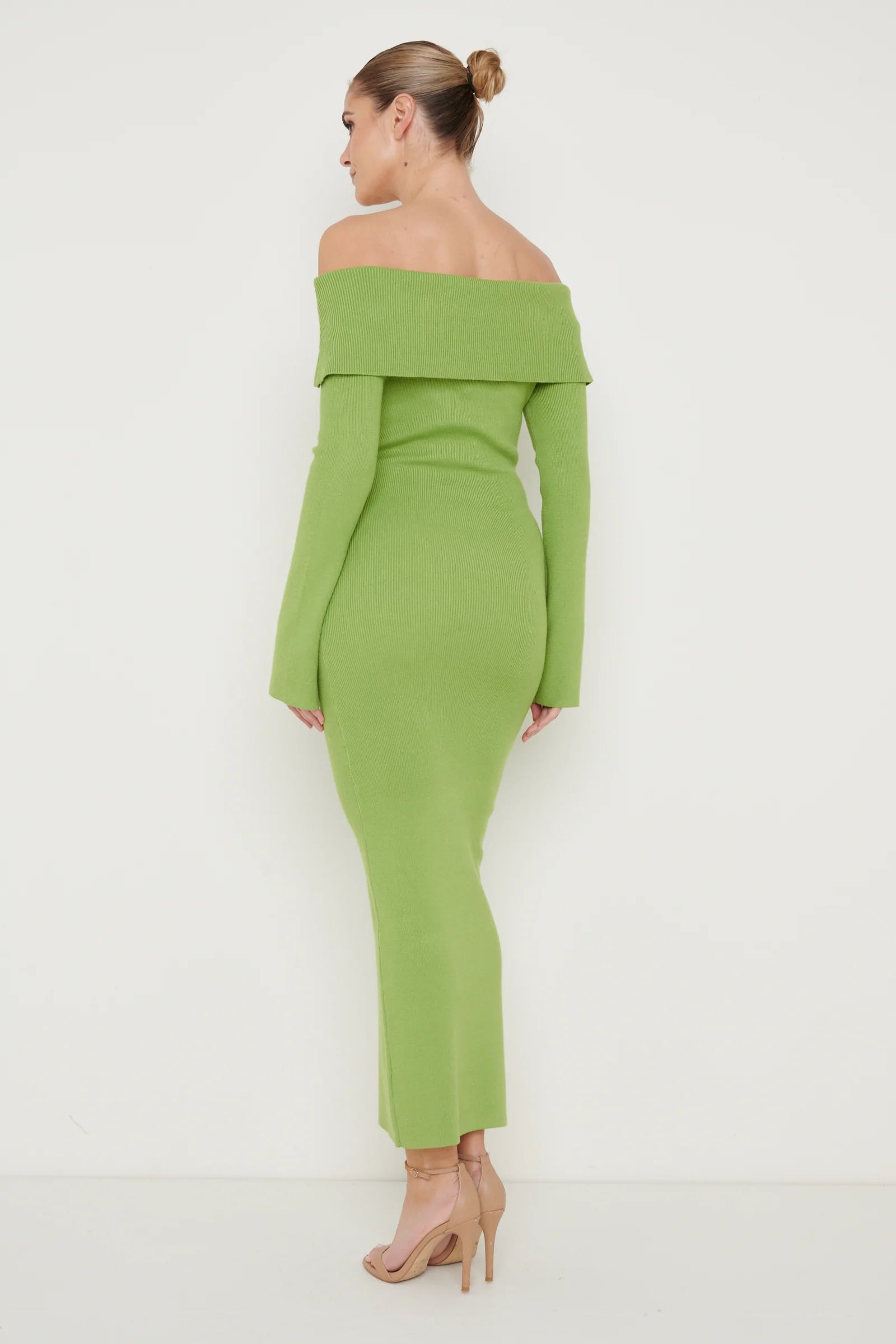 Soreya Bardot Knit Dress (Green)