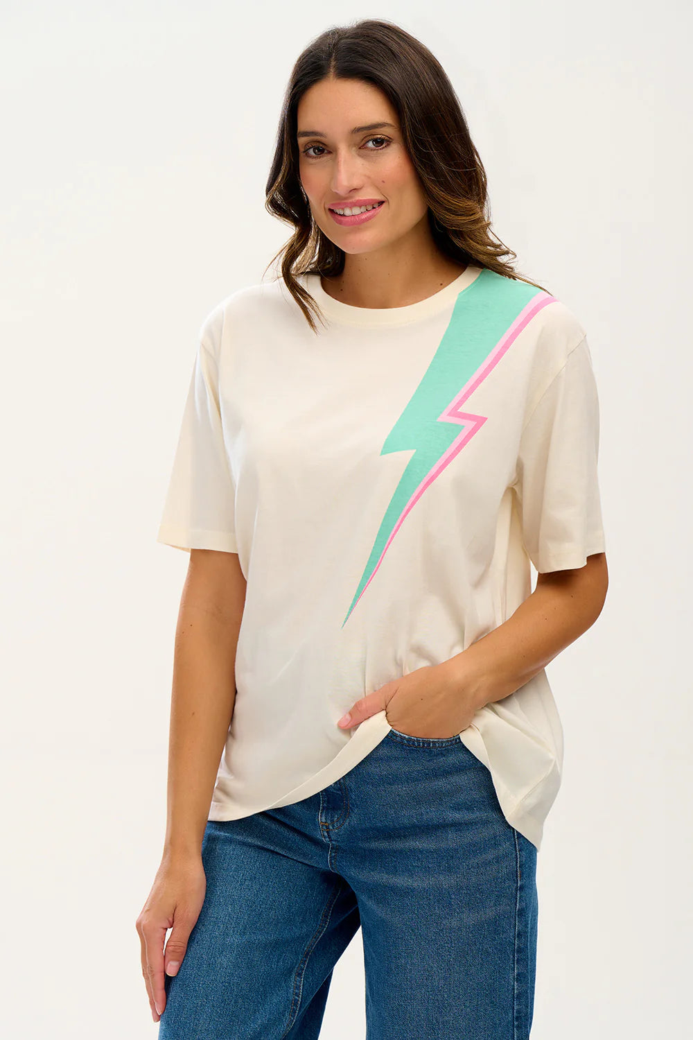 Kinsley Relaxed T-shirt  (Off-White, Lightning Flash)