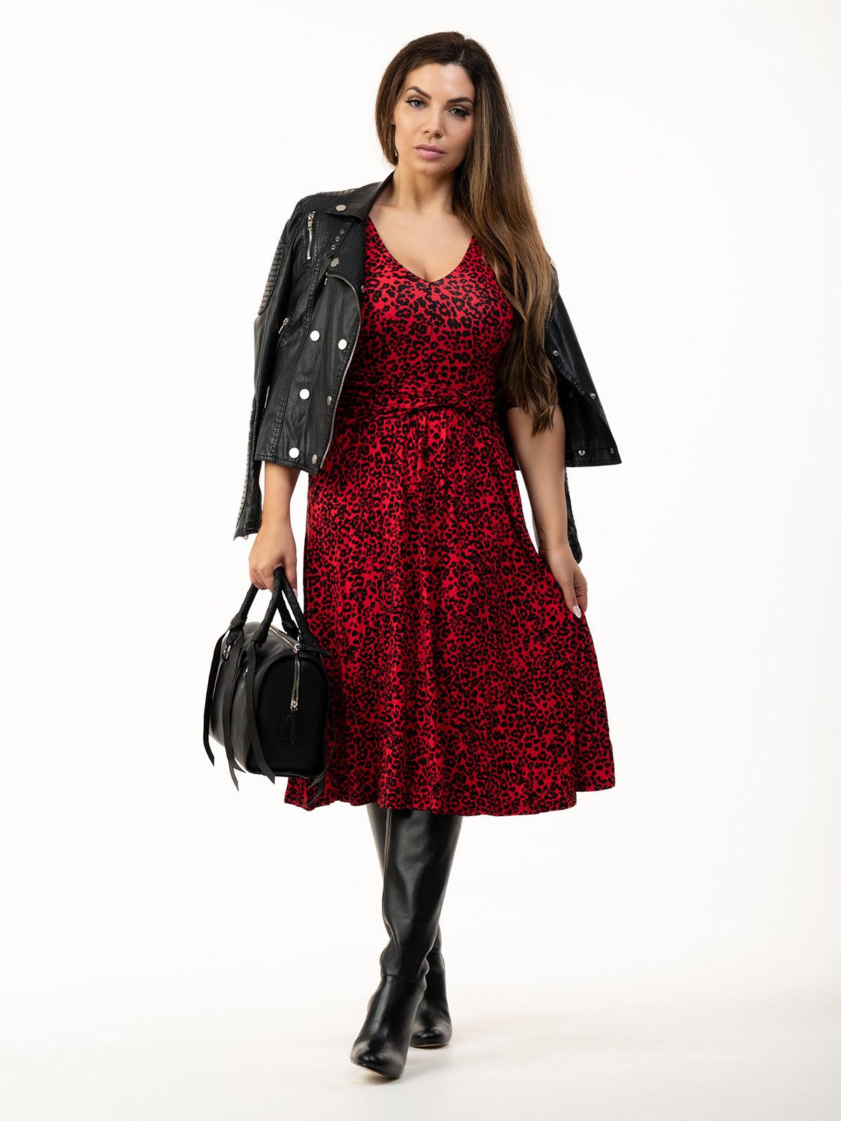 Valeria Midi Dress (Red Animal)