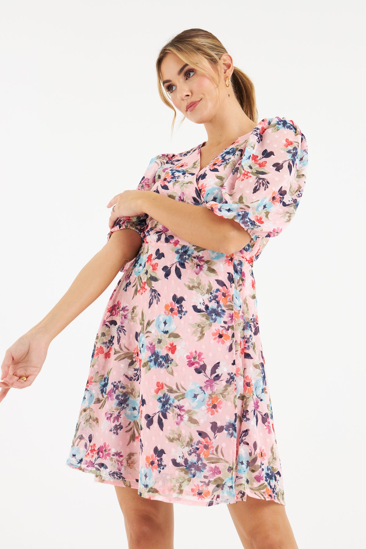 Faye Wrap Dress (Pink Floral)