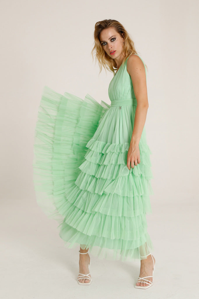 Zartege Midi Dress (Green Water)