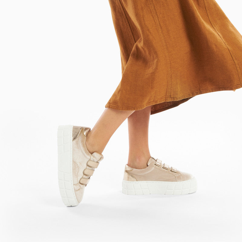 Monica Platform Sneakers (Gold/Beige)