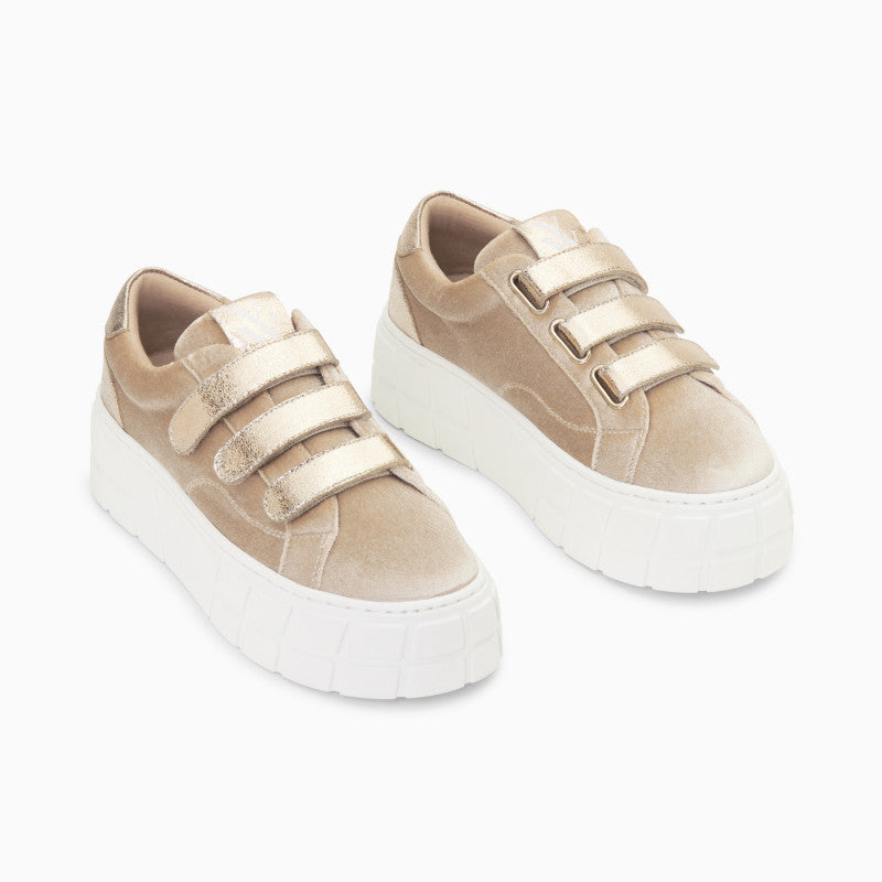 Monica Platform Sneakers (Gold/Beige)
