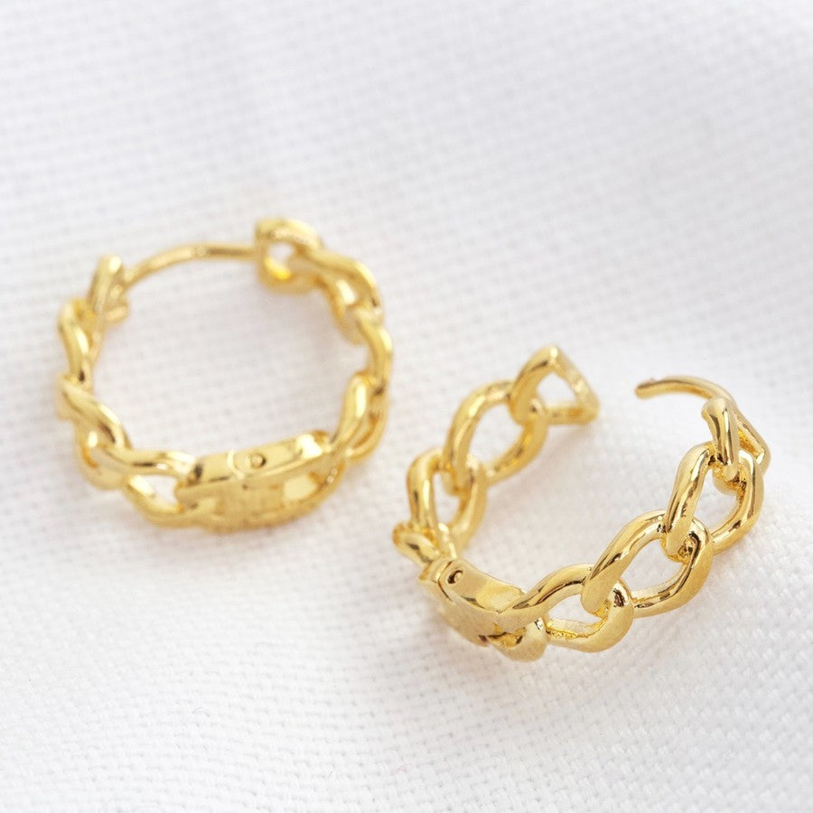 Chain Huggie Hoop Earring (Gold)