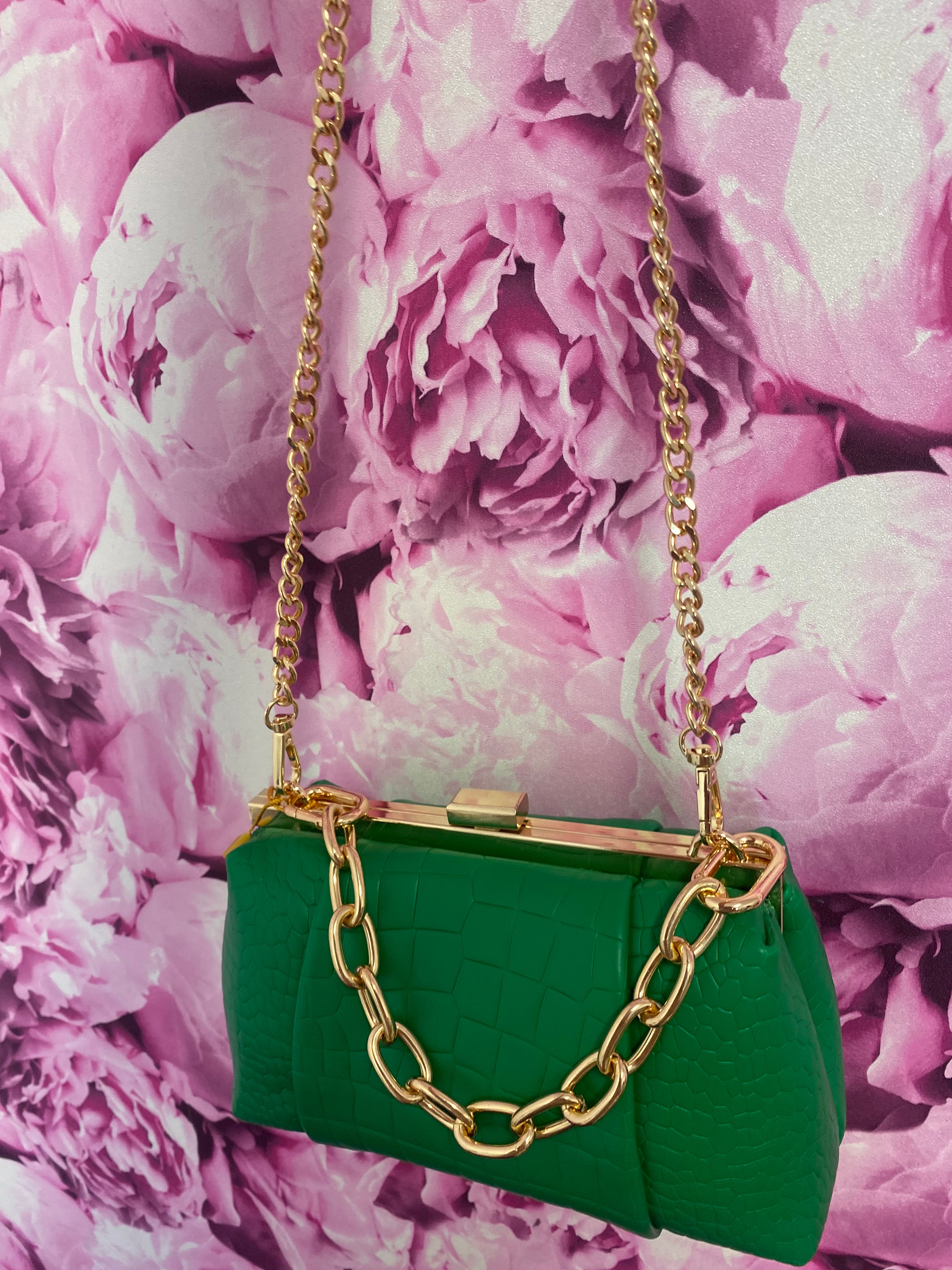 Green and Gold Crossbody Handbag