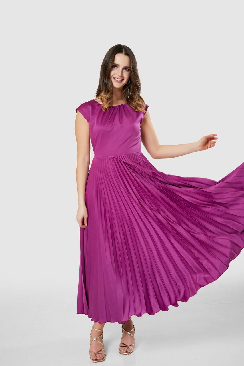 Penelope Pleated Dress (Purple)